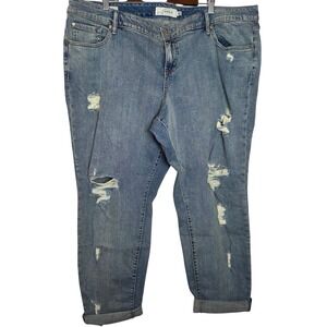 Torrid Boyfriend Jeans Distressed Ripped Cuffed Relaxed Fit Plus Size‎ 22